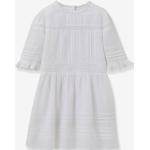 Weiße Halblangärmelige Kinderspitzenkleider aus Baumwolle für Mädchen Größe 122 für den für den Winter 