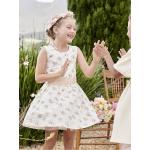 Rosa Blumenmuster Elegante Ärmellose Vertbaudet Kinderkleider mit Blumenmotiv aus Baumwolle für Mädchen Größe 116 
