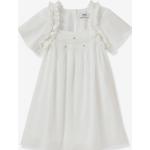 Weiße Bestickte Elegante Cyrillus Kinderkleider mit Rüschen aus Baumwolle für Mädchen Größe 116 für den für den Winter 