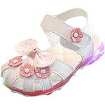Weiße Blumenmuster LED Schuhe & Blink Schuhe mit Reißverschluss leicht für Kinder Größe 21 für den für den Herbst 