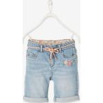 Graue Bestickte Vertbaudet Jeans Shorts für Kinder mit Reißverschluss aus Baumwolle für Mädchen Größe 146 
