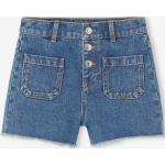 Blaue Gesteppte Vertbaudet Jeans Shorts für Kinder mit Fransen aus Baumwolle für Mädchen Größe 134 