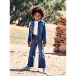 Blaue Bestickte Vertbaudet Kinderjeansjacken aus Baumwolle für Mädchen Größe 140 