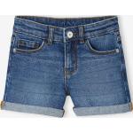 Blaue Vertbaudet Jeans Shorts für Kinder mit Nieten mit Reißverschluss aus Baumwolle für Mädchen Größe 134 
