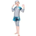 Reduzierte Graue Sportbadeanzüge & Schwimmanzüge für Kinder mit Rüschen aus Polyamid für Mädchen 3-teilig 