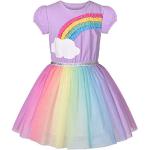 Lila Kurzärmelige Sunny Fashion Midi Kinderkleider mit Ärmeln aus Tüll für Mädchen Größe 110 
