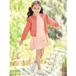 Peachfarbene Kurzärmelige Druckkleider & bedruckte Kinderkleider mit Rüschen aus Jersey für Mädchen Größe 98 für den für den Frühling 