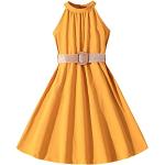 Gelbe Unifarbene Elegante Kinderfestkleider Handwäsche für Mädchen für den für den Frühling 