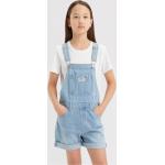 Blaue Kurze Kinderlatzhosen mit Schnalle aus Baumwolle für Mädchen Größe 146 für den für den Sommer 