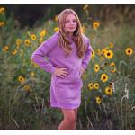 Lavendelfarbene Sportliche Kinderkapuzenkleider mit Lavendel-Motiv aus Jersey für Mädchen für den für den Herbst 