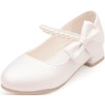 Weiße Elegante Mary Jane Ballerinas mit Riemchen rutschfest für Kinder Größe 27 