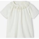 Beige Elegante Kurzärmelige Vertbaudet Kinderkragenkleider aus Baumwolle für Mädchen Größe 134 
