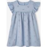 Hellblaue Bestickte Vertbaudet Bestickte Kinderkleider mit Knopf aus Baumwolle Größe 134 