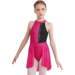 Mädchen Neckholder Eiskunstlauf Kleider Ärmellos Tanzkleid Swing Ballettkleidung