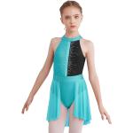 Mädchen Neckholder Eiskunstlauf Kleider Ärmellos Tanzkleid Swing Ballettkleidung