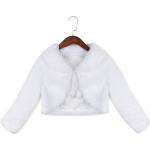 Weiße Langärmelige Kinderübergangsjacken aus Pelz für Mädchen für den für den Herbst 
