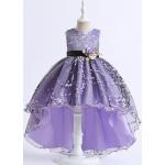 Violette Kinderfestkleider aus Mesh für Mädchen 