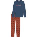 Dunkelrote Schiesser Bio Lange Kinderschlafanzüge aus Baumwolle für Mädchen Größe 164 