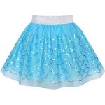 Blaue Bestickte Sunny Fashion Midi Knielange Kinderröcke mit Pailletten aus Baumwolle für Mädchen für den für den Winter 