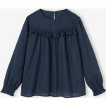 Blaue Vertbaudet Kinderkleider mit Rüschen aus Baumwolle für Mädchen Größe 116 