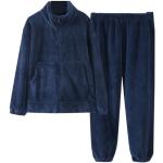 Marineblaue Lange Kinderschlafanzüge aus Flanell für Mädchen Größe 170 