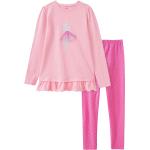 Pinke Topolino Bio Nachhaltige Lange Kinderschlafanzüge mit Glitzer aus Tüll für Mädchen Größe 134 