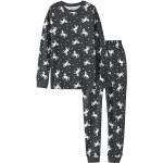Dunkelgraue Yigga Bio Nachhaltige Kinderschlafanzüge & Kinderpyjamas mit Einhornmotiv für Mädchen Größe 158 