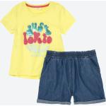 Gelbe NKD Jeans Shorts für Kinder mit Pailletten aus Baumwolle für Mädchen Größe 146 2-teilig 