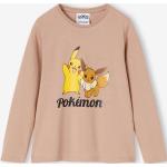 Beige Langärmelige Pokemon Pikachu Printed Shirts für Kinder & Druck-Shirts für Kinder mit Glitzer aus Baumwolle für Mädchen Größe 128 