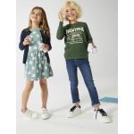 Smaragdgrüne Motiv Kurzärmelige Bio Druckkleider & bedruckte Kinderkleider aus Jersey für Mädchen Größe 116 