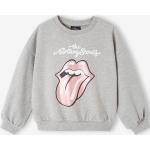 Graue Rolling Stones Kindersweatshirts mit Glitzer aus Baumwolle für Mädchen Größe 116 