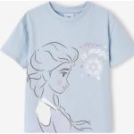 Himmelblaue Kurzärmelige Die Eiskönigin Printed Shirts für Kinder & Druck-Shirts für Kinder mit Glitzer aus Baumwolle für Mädchen Größe 110 