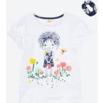 Weiße Blumenmuster NKD Pailletten Shirts für Kinder mit Rüschen aus Baumwolle für Babys Größe 122 2-teilig 