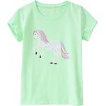 Hellgrüne Yigga Bio Nachhaltige Pailletten Shirts für Kinder mit Pferdemotiv mit Pailletten für Mädchen Größe 134 