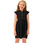 Schwarze Unifarbene Midi Kinderfestkleider für Mädchen 