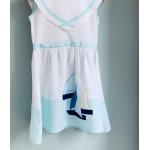 Weiße Vintage Kinderkleider mit Boot-Motiv mit Knopf aus Baumwolle für Mädchen für den für den Sommer 