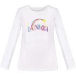 Weiße Langärmelige Sunny Fashion Pailletten Shirts für Kinder mit Pailletten maschinenwaschbar für Mädchen Größe 134 