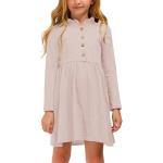 Reduzierte Rosa Langärmelige Midi Kinderkleider A-Linie mit Rüschen mit Knopf für Mädchen für den für den Winter 