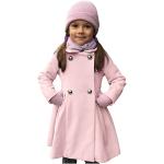 Rosa Winddichte Kindermäntel mit Reißverschluss aus Wolle für Mädchen Größe 146 für den für den Winter 