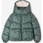 Grüne Vertbaudet Stehkragen Kinderkapuzenmäntel mit Reißverschluss aus Fleece gepolstert für Mädchen Größe 116 für den für den Winter 