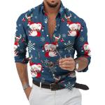 Sexy Langärmelige Button Down Kragen Herrenjeanshemden aus Denim Größe M Weihnachten für den für den Herbst 