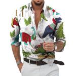 Sexy Langärmelige Button Down Kragen Herrenlangarmhemden Größe XL Weihnachten für den für den Herbst 