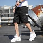 Schwarze Cargo-Shorts aus Baumwollmischung für Herren Größe 6 XL für den für den Sommer 