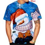 Marineblaue Oversize Kurzärmelige T-Shirts mit Weihnachts-Motiv für Herren Größe XS Weihnachten 