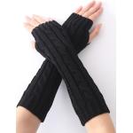Schwarze Fingerlose Handschuhe & Halbfinger-Handschuhe für Damen für den für den Winter 