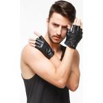 Schwarze Fingerlose Handschuhe & Halbfinger-Handschuhe aus Leder für Herren Größe XL für den für den Sommer 