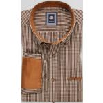 Braune Karo Langärmelige Button Down Kragen Hemden mit Ellenbogen Patches aus Baumwolle für Herren Größe XXL 