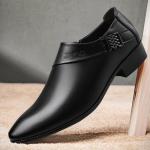 Schwarze Business Hochzeitsschuhe & Oxford Schuhe ohne Verschluss aus Leder für Herren 