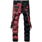 Schwarze Punk Ripped Jeans & Zerrissene Jeans mit Reißverschluss aus Baumwolle für Herren 