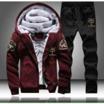 Männer Winter Outfits Fleece Mantel + Jogginghose Warme Kapuzenjacke Mode Sport Trainingsanzug